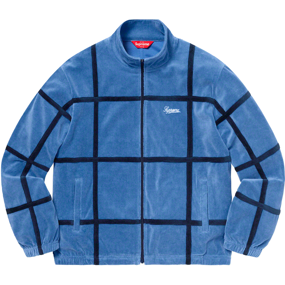 Supreme Grid Taping Velour Jacket - Blue Supreme