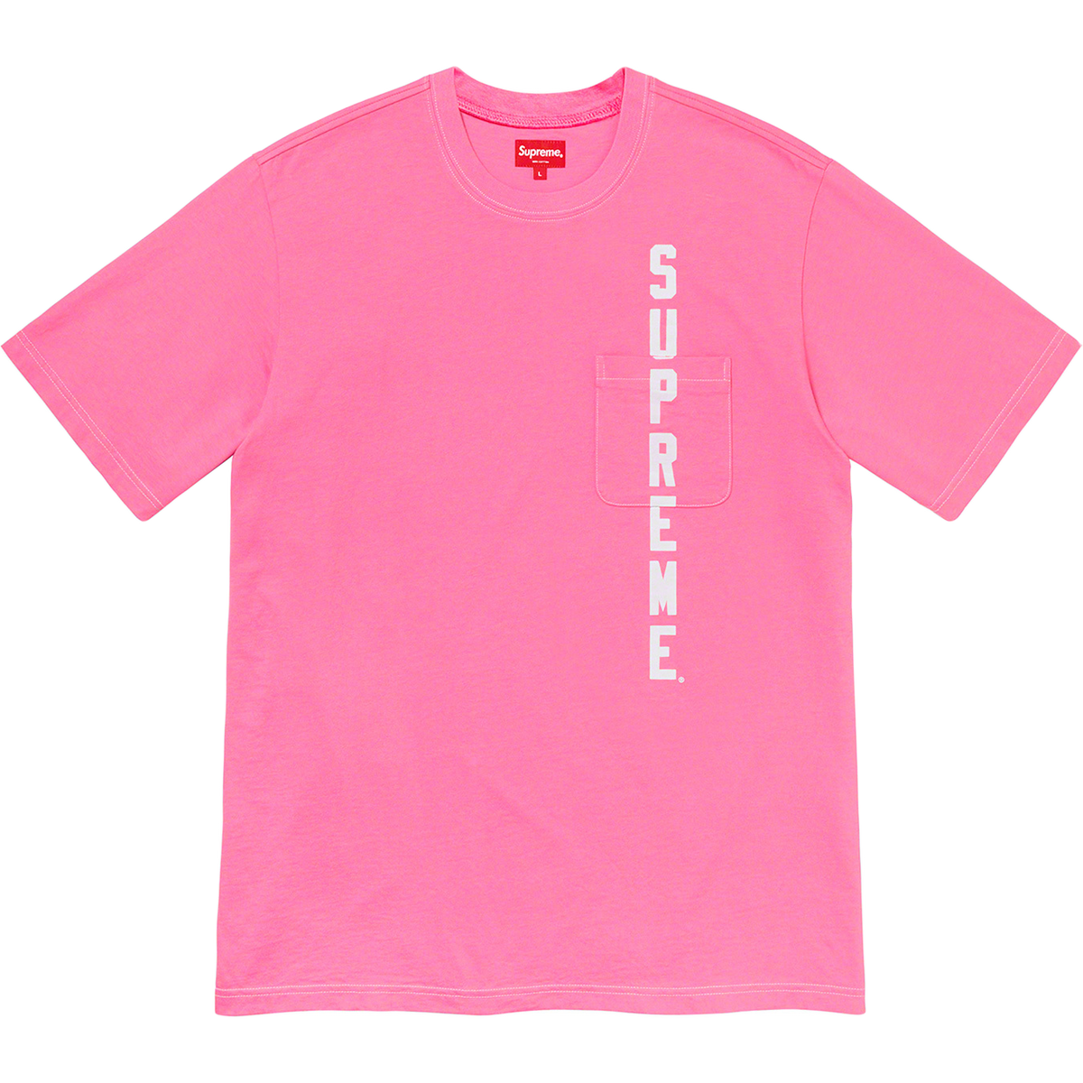 Supreme Contrast Stitch Pocket Tee - Pink - Used Supreme
