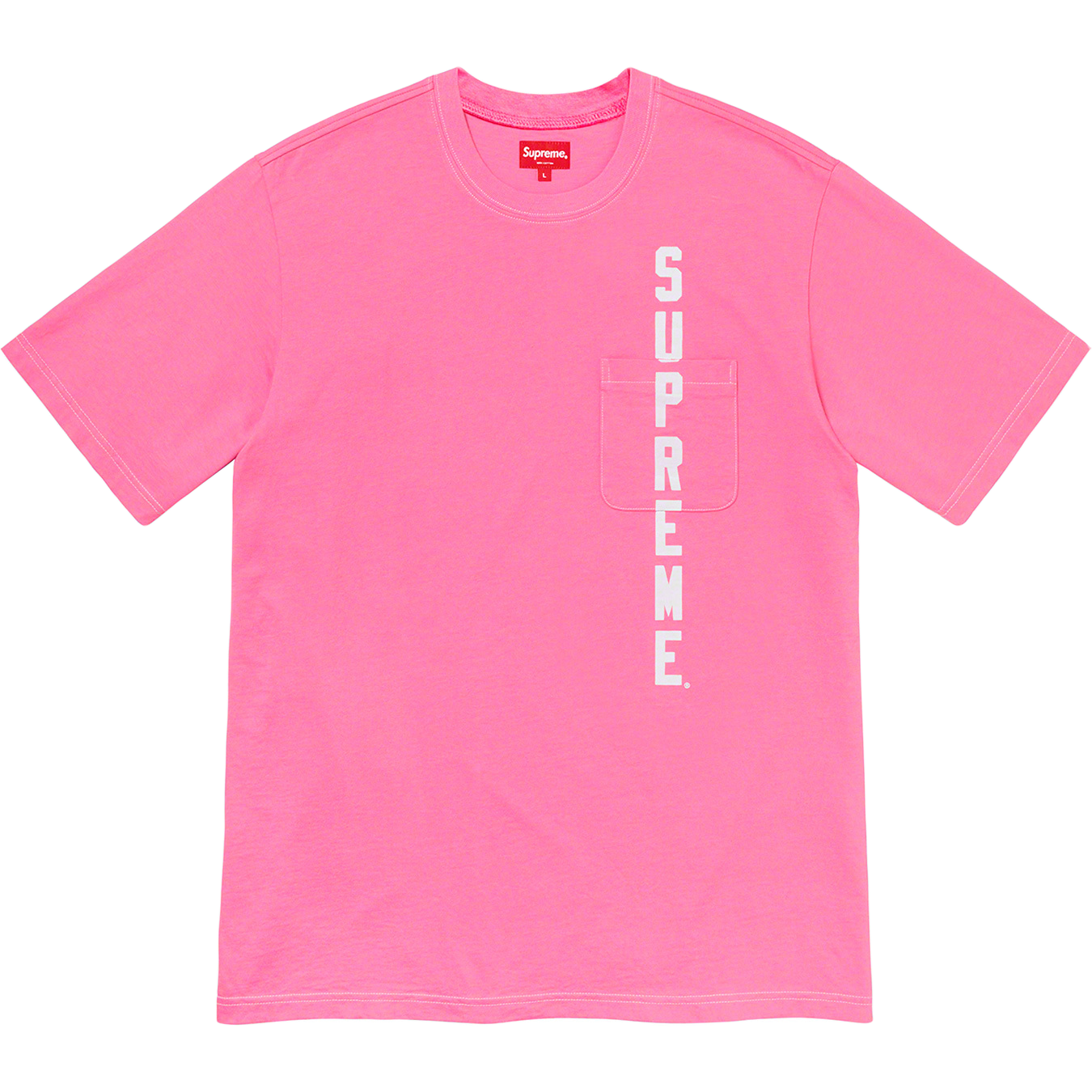 Supreme Contrast Stitch Pocket Tee - Pink - Used