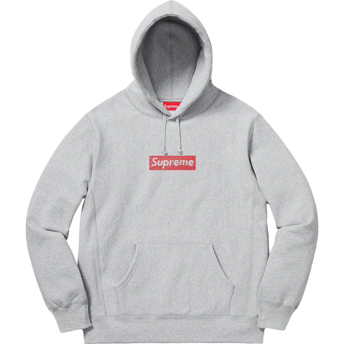 Supreme Swarovski Box Logo Hooded Sweatshirt - Heather Grey Supreme