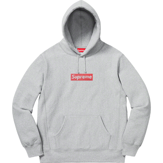 Supreme Swarovski Box Logo Hooded Sweatshirt - Heather Grey Supreme