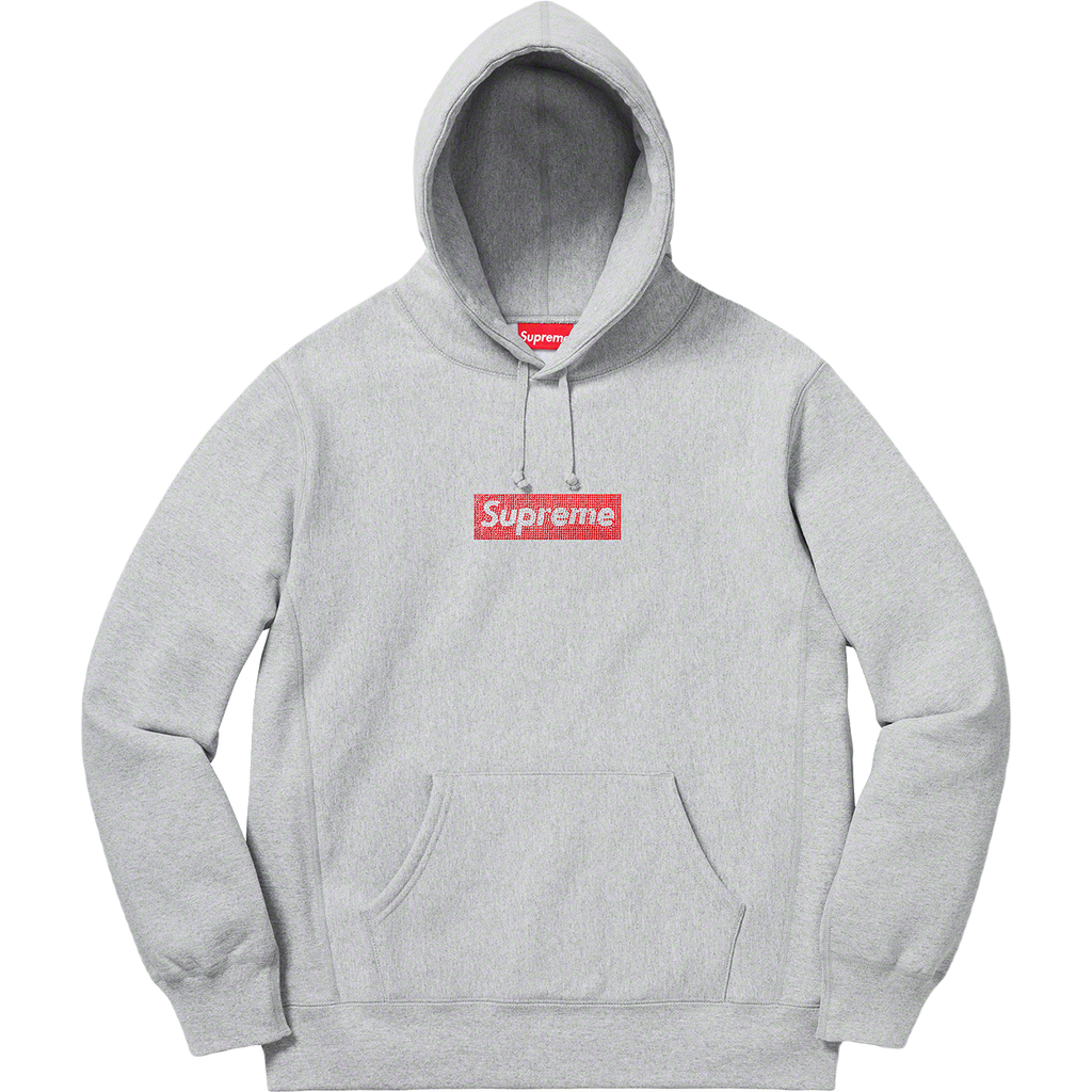 Supreme Swarovski Box Logo Hooded Sweatshirt - Heather Grey