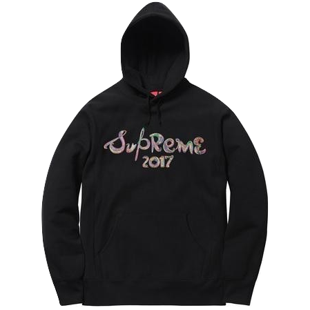 Supreme Brush Logo Hooded Sweatshirt - Black - Used
