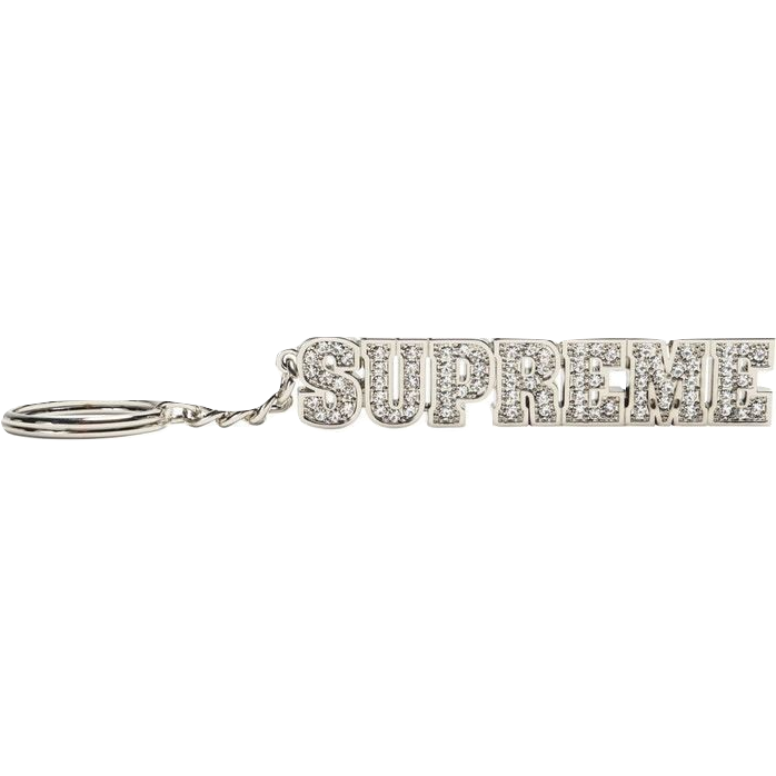 Supreme Block Logo Keychain - Silver