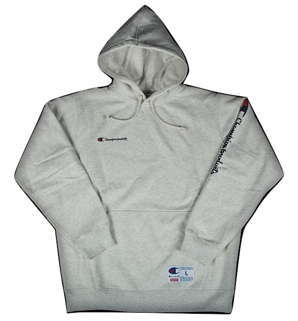 Supreme x champion hoodie grey hotsell