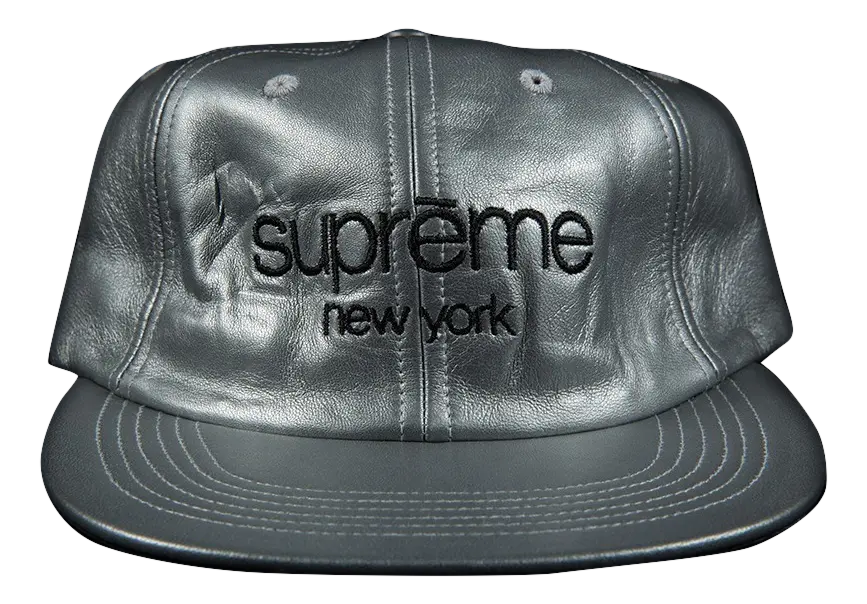 Supreme Leather Classic Logo 6 Panel - Gum Metal – Grails SF Supreme Leather Classic Logo 6 Panel - Gum Metal – Grails SF