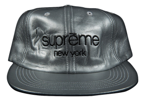 Supreme Leather Classic Logo 6 Panel - Gum Metal
