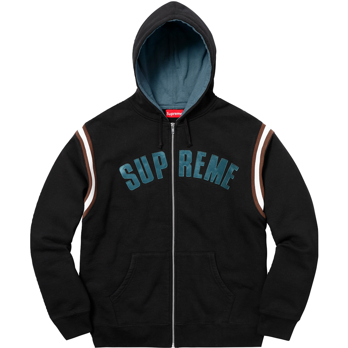 Supreme Jet Sleeve Zip Up Hooded Sweatshirt