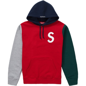 Supreme S Logo Colorblocked Hooded Sweatshirt - Red