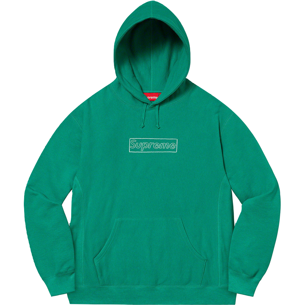 Supreme Kaws Chalk Logo Hooded Sweatshirt - Light Pine Supreme