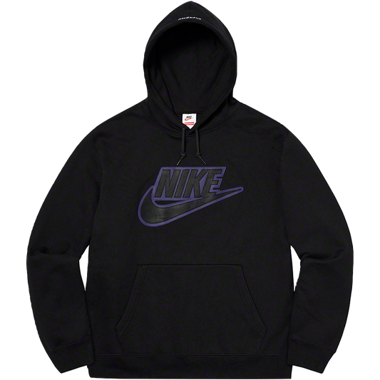 Supreme x Nike Leather Leather Applique Hooded Sweatshirt - Black - Used