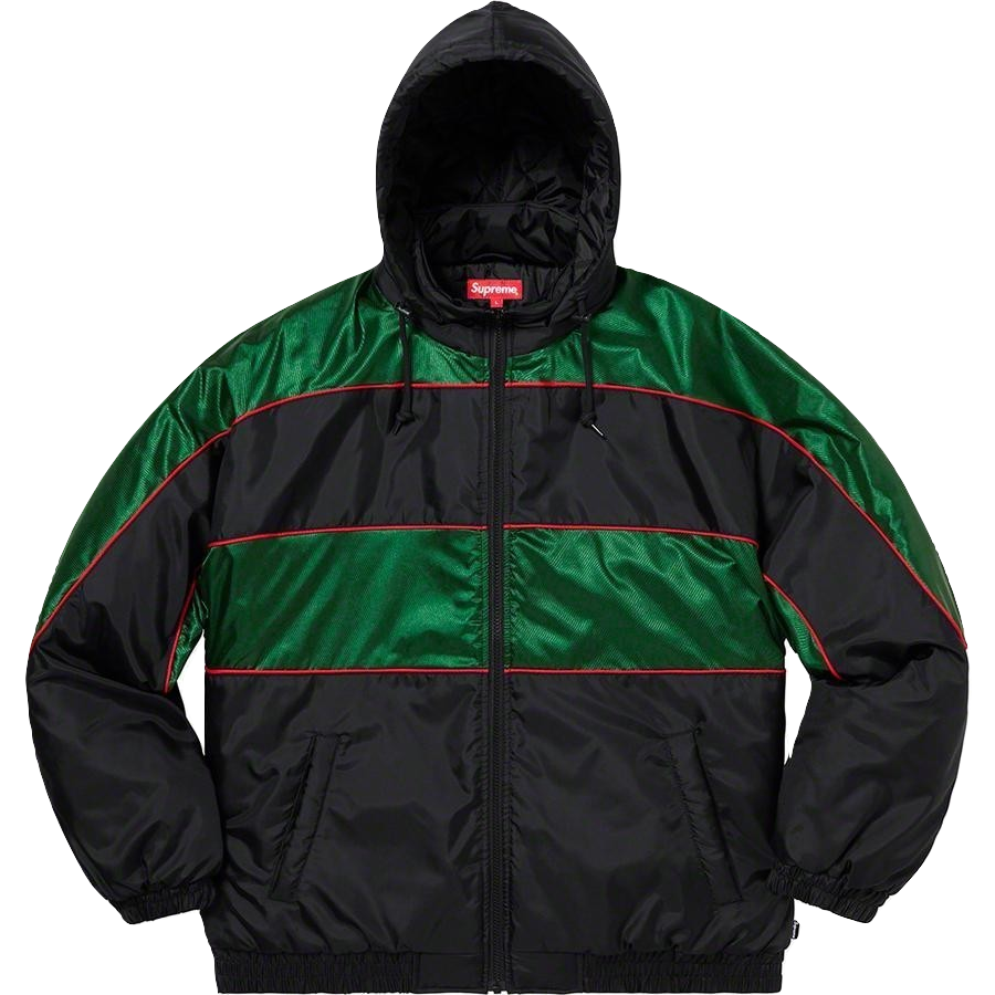 Supreme Sports Piping Puffy Jacket - Black/Green Supreme
