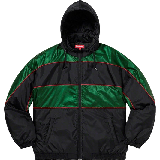 Supreme Sports Piping Puffy Jacket - Black/Green - Used Supreme