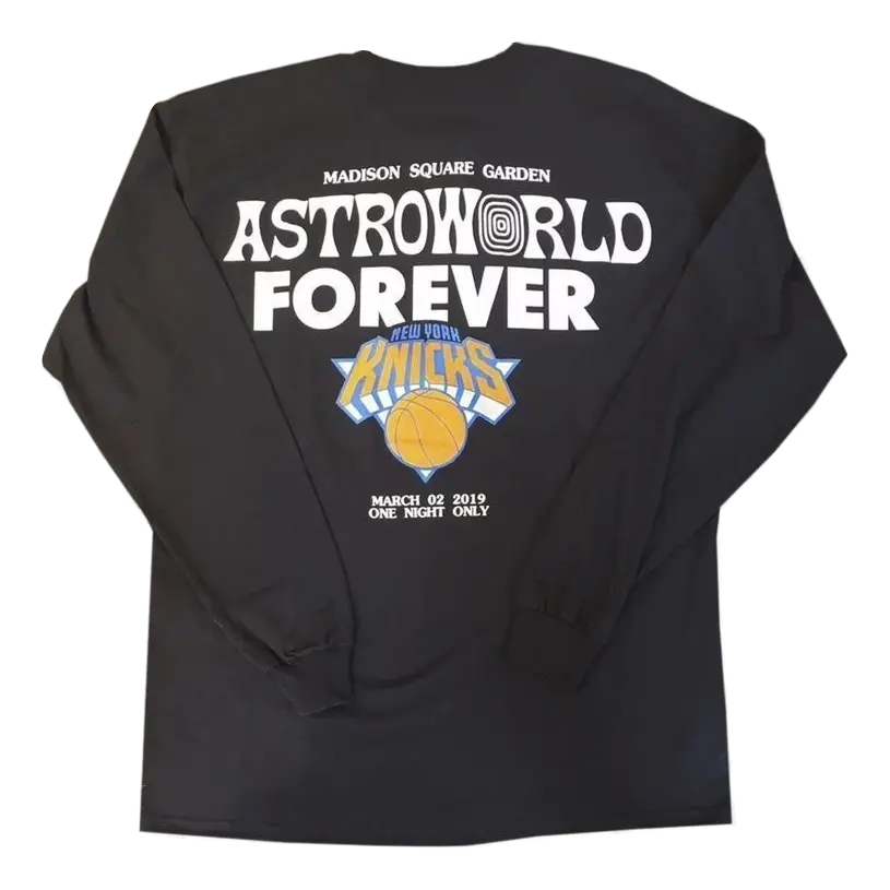 Travis Scott Astroworld x New York City Knicks L/S - Black - Used Travis Scott