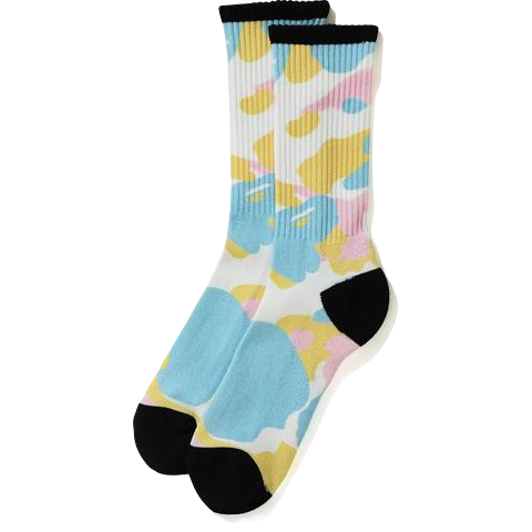 A Bathing Ape New Multi Camo Socks - White Bape