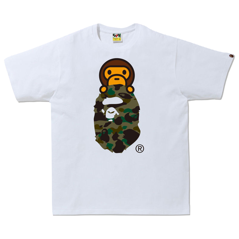A Bathing Ape 1st Camo Millo on Ape Head - White/Green Bape